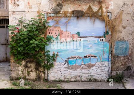 Italie, Mezzogiorno, Pouilles, péninsule de Salento, Taranto / Taranto, ville des deux mers, vieille ville, Murales murale Banque D'Images