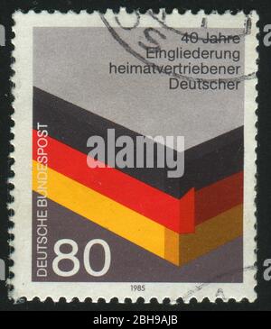 ALLEMAGNE - VERS 1985: Cachet imprimé par l'Allemagne, montre le drapeau, vers 1985. Banque D'Images