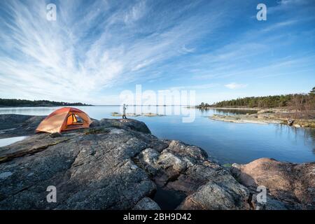 Camping à l'île Stora Halsö, Inkoo, Finlande Banque D'Images