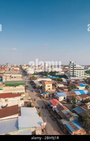 Cambodge, Battambang, vue élevée de la ville de l'ouest Banque D'Images