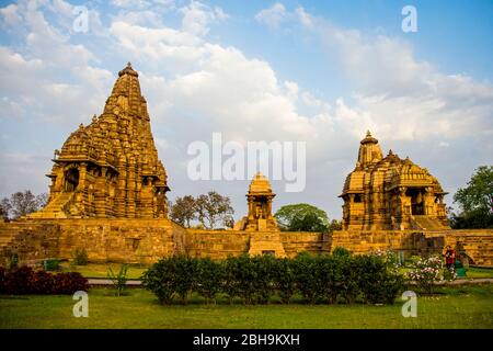 Temples de Khajuraho, Madhya Pradesh, Inde Banque D'Images