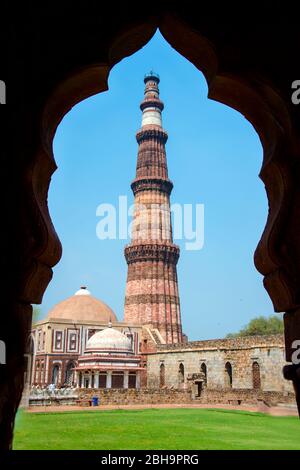 Architecture de Qutab Minar, New Delhi, Inde Banque D'Images