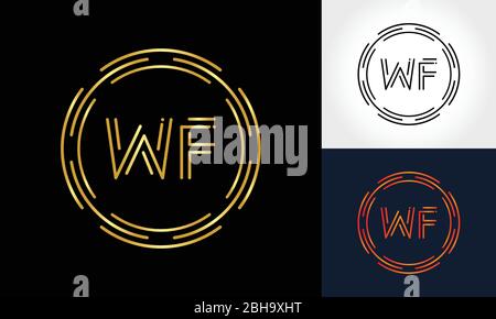 Creative lettre WF logo Creative Typographie Vector Template. Résumé lettre circulaire WF logo Design. Illustration de Vecteur