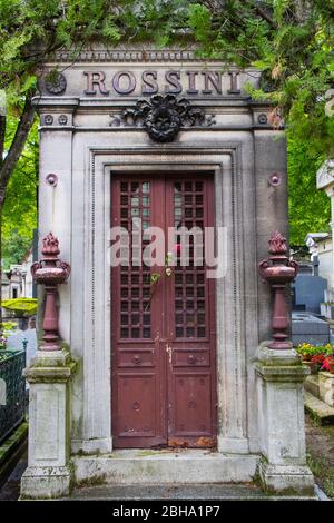 Site de la tombe Gioachino Rossini au cimetière du Père Lachaise, Paris, France Banque D'Images