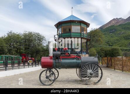 Train de la fin de la gare mondiale, Tierra del Fuego, Argentine Banque D'Images