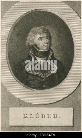 Gravure ancienne, Jean-Baptiste Kléber. Jean-Baptiste Kléber (1753-1800) était un général français pendant les guerres révolutionnaires françaises. SOURCE: GRAVURE ORIGINALE Banque D'Images