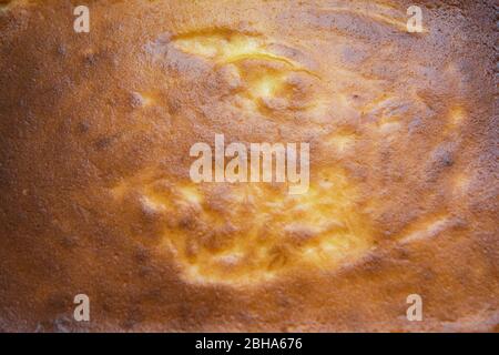 Vue de dessus d'une texture de gâteau au fromage cuit Banque D'Images