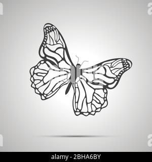 Magnifique papillon simple icône noire Illustration de Vecteur