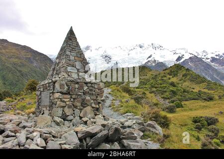 Mount Cook Alpine Memorial en chemin vers le superbe Mount Cook en Nouvelle-Zélande Banque D'Images