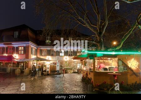 Weihnachtsmarkt, Brudermühle, Abend, Bamberg, Franken, Bayern, Deutschland, Europa Banque D'Images