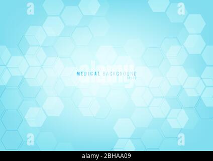 Hexagons géométriques abstraits bleus forme modèle médecine et science concept contexte. Illustration vectorielle Illustration de Vecteur