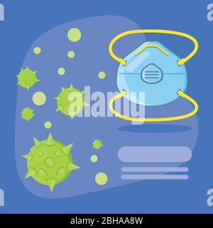l'infographie avec masque médical protège contre la contagion par la conception d'illustrations vectorielles du coronavirus Illustration de Vecteur