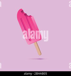 Vector abstract ma glace. La crème glacée à saveur de fraise. Arrière-plan de l'affiche de l'été ou de la publicité Illustration de Vecteur