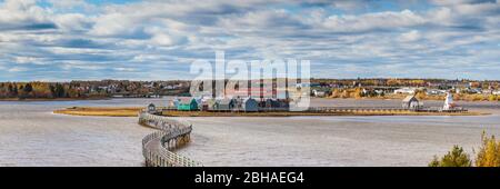 Canada, Nouveau-Brunswick, détroit de Northumberland, Bouctouche, le Pays de la Sagouine, village d'histoire acadienne reconstruit au bord de l'eau Banque D'Images