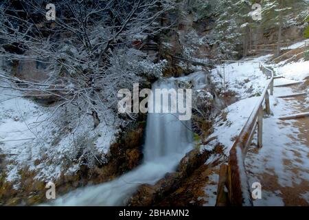 Laintalbach (ruisseau) dans la fonte des neiges avec un fort débit d'eau Banque D'Images