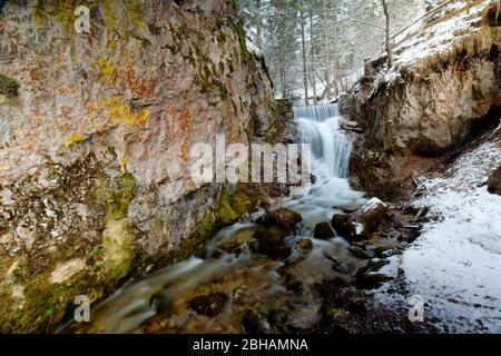 Laintalbach (ruisseau) dans la fonte des neiges avec un fort débit d'eau Banque D'Images