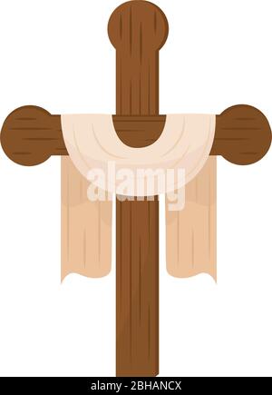 Croix isolée avec cloak Illustration de Vecteur