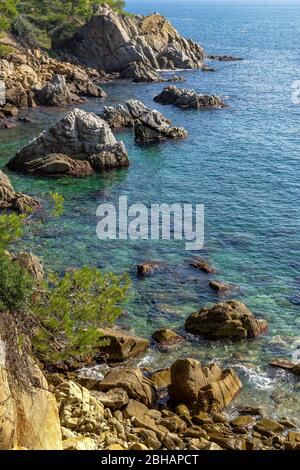 Europe, Espagne, Catalogne, Costa Brava, fantastique littoral juste avant Lloret de Mar sur la Costa Brava Banque D'Images