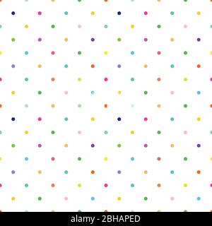 Fond de motif transparent à pois et à pois vectoriels Ditsy. Petits cercles fond multicolore brillant. Motif confettis de repassage géométrique régulier. Impression complète Illustration de Vecteur