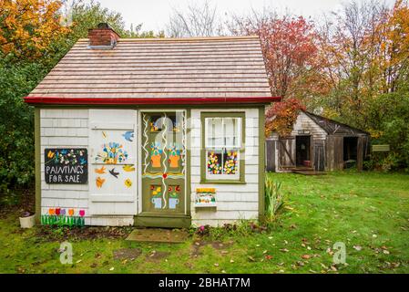 Le Canada, la Nouvelle-Écosse, Digby, Maud Lewis House Réplique construite par Murray Ross, réplique parfaite du peintre Maude Lewis's house à la Art Gallery of Nova Scotia, à Halifax, de l'intérieur, ER-CAN-18-02 Banque D'Images