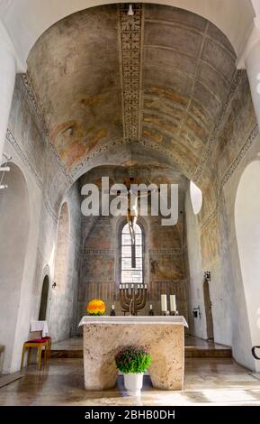 Allemagne, Bade-Wurtemberg, Veringenstadt - Veringendorf, église paroissiale de Saint-Michel, abside, fresques Banque D'Images