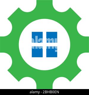Combinaison d'une combinaison d'illustation d'icônes d'engrenage et de logo de propriété Illustration de Vecteur