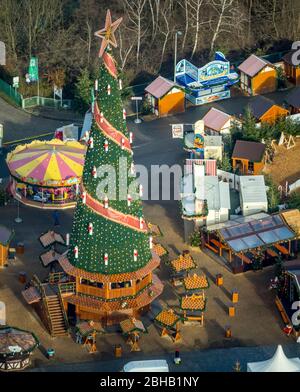 Vue aérienne, marché de noël de Cranger, place Kirmes, Herne, région de la Ruhr, Rhénanie-du-Nord-Westphalie, Allemagne Banque D'Images