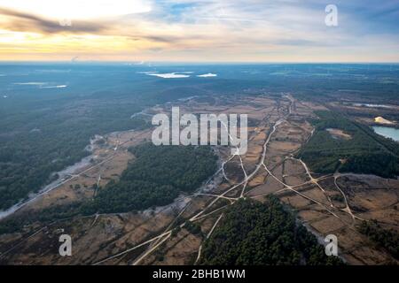 Vue aérienne, ancienne zone militaire d'entraînement de l'armée du Rhin britannique, Borkenberge, Haltern am See, Rhénanie-du-Nord-Westphalie, Allemagne Banque D'Images