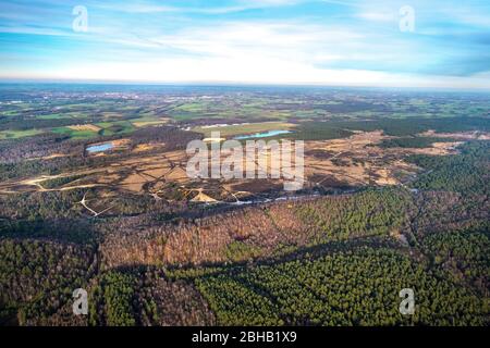 Vue aérienne, ancienne zone militaire d'entraînement de l'armée du Rhin britannique, Borkenberge, Haltern am See, Rhénanie-du-Nord-Westphalie, Allemagne Banque D'Images