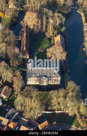 Vue aérienne, Château Steinfurt, Parc Werse, Drensteinfurt, Münsterland, Rhénanie-du-Nord-Westphalie, Allemagne Banque D'Images