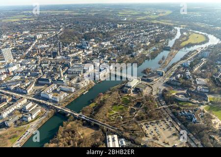 Luftbild, Stadtquartier Schlossstrasse, Mühlheim an der Ruhr, Ruhrgebiet, Rhénanie-du-Nord-Westphalie, Allemagne Banque D'Images