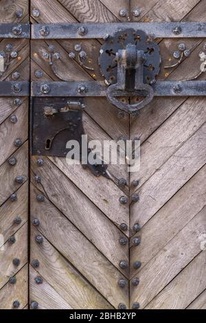 Danemark, Jutland, Ribe (la plus ancienne ville du Danemark), détail d'une porte à la cathédrale. Banque D'Images