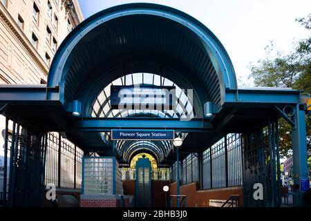 Pioneer Square Station, Seattle, Washington, États-Unis Banque D'Images