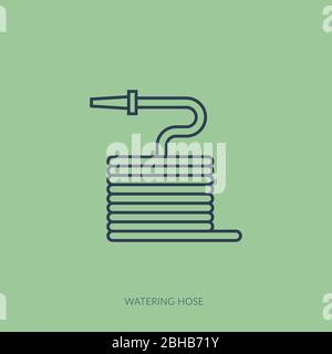 Icône de contour vectoriel de l'agriculture et du jardinage à la maison - tuyau d'arrosage Illustration de Vecteur