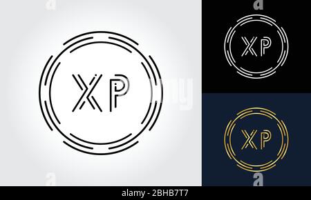 Modèle vectoriel de conception initiale de logo XP lettre. Résumé Circle Letter XP logo Design. Illustration de Vecteur