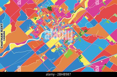 Carte vectorielle colorée de Chatham-Kent, Ontario, Canada. Modèle de plan artistique pour l'impression automatique d'œuvres d'art murales au format paysage. Illustration de Vecteur