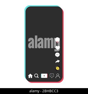 Interface mobile de modèle de cadre de réseaux sociaux. Ensemble d'icônes pour le réseautage social et le blogging. Illustration de Vecteur