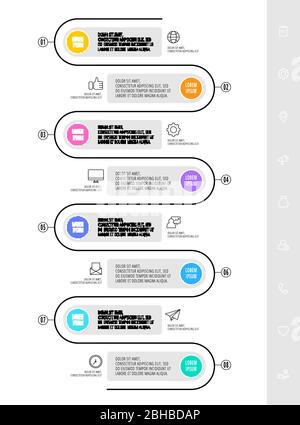 Infographies du cercle du modèle vectoriel. Concept d'entreprise avec 8 options et étiquettes. Huit étapes pour le graphique, les diagrammes, le diaporama Illustration de Vecteur