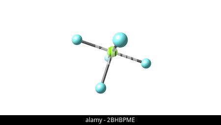 Le pentafluorure de chlore est un composé interhalogène dont la formule est le ClF5. Ce gaz incolore est un oxydant fort. La molécule adopte un pyramidale carré Banque D'Images