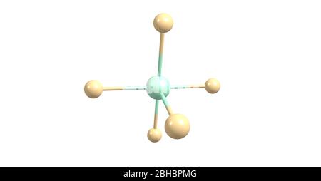 Le pentafluorure de chlore est un composé interhalogène dont la formule est le ClF5. Ce gaz incolore est un oxydant fort. La molécule adopte un pyramidale carré Banque D'Images