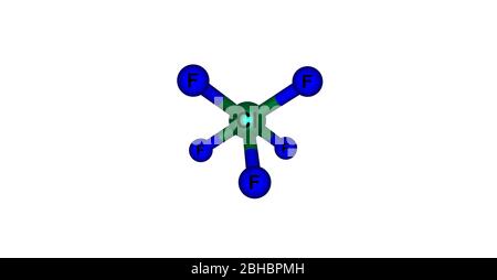 Le pentafluorure de chlore est un composé interhalogène dont la formule est le ClF5. Ce gaz incolore est un oxydant fort. La molécule adopte un pyramidale carré Banque D'Images