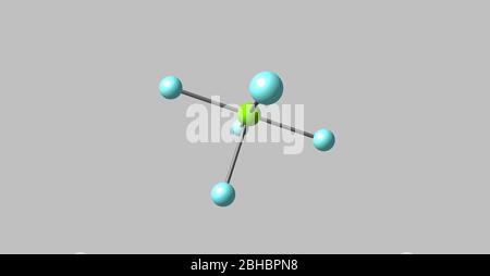 Le pentafluorure de chlore est un composé interhalogène dont la formule est le ClF5. Ce gaz incolore est un oxydant fort. La molécule adopte un pyramidale carré Banque D'Images