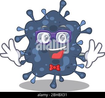 Style mascotte de geek bactéries neisseria avec verres Illustration de Vecteur