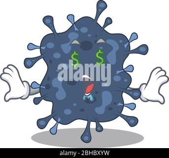 Dessin riche de caractère de dessin animé de bactéries neisseria avec des yeux d'argent Illustration de Vecteur