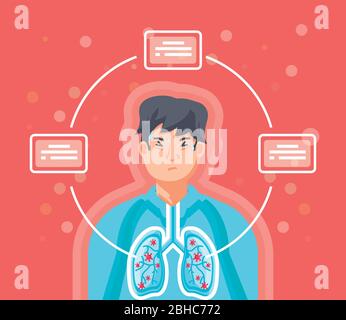 homme avec les poumons affectés par virus vecteur illustration conception Illustration de Vecteur