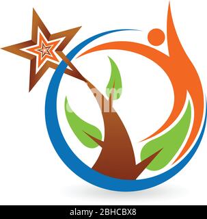 logo leaf man Illustration de Vecteur