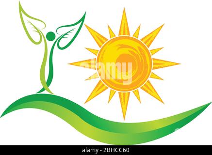logo sun leaf Illustration de Vecteur