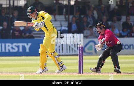 Marcus Stoinis d'Australie battant pendant la tournée d'une journée entre Sussex et Australie au premier Central County Ground à Hove. 07 juin 2018 Banque D'Images