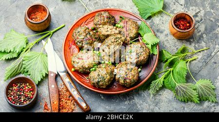 Boulettes de viande cuites au four.côtelettes ou boulettes de viande fritures faites maison Banque D'Images