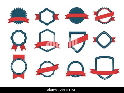 Badge, rubans et étiquettes de jeu de vecteurs. Illustration de Vecteur